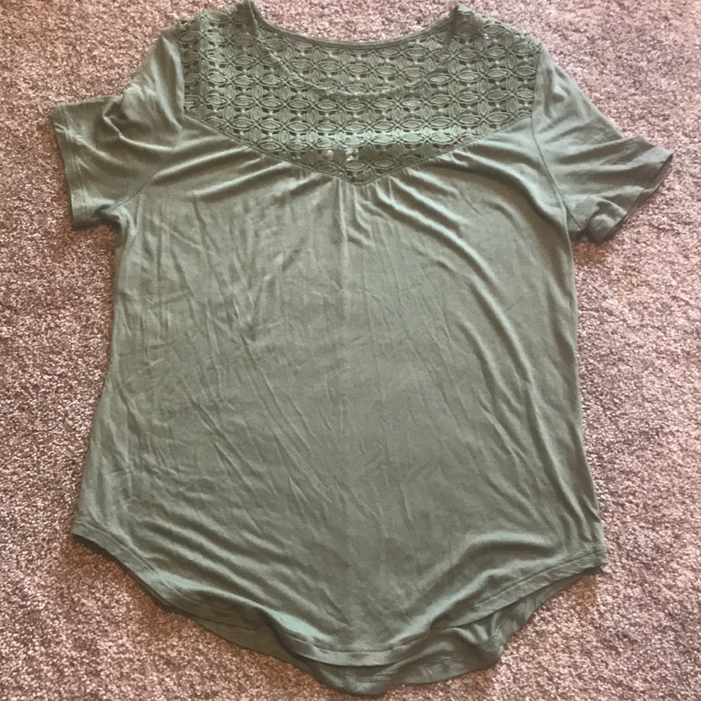 Boho Green Lace Top Size Large